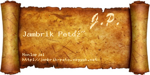 Jambrik Pető névjegykártya