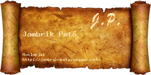Jambrik Pető névjegykártya